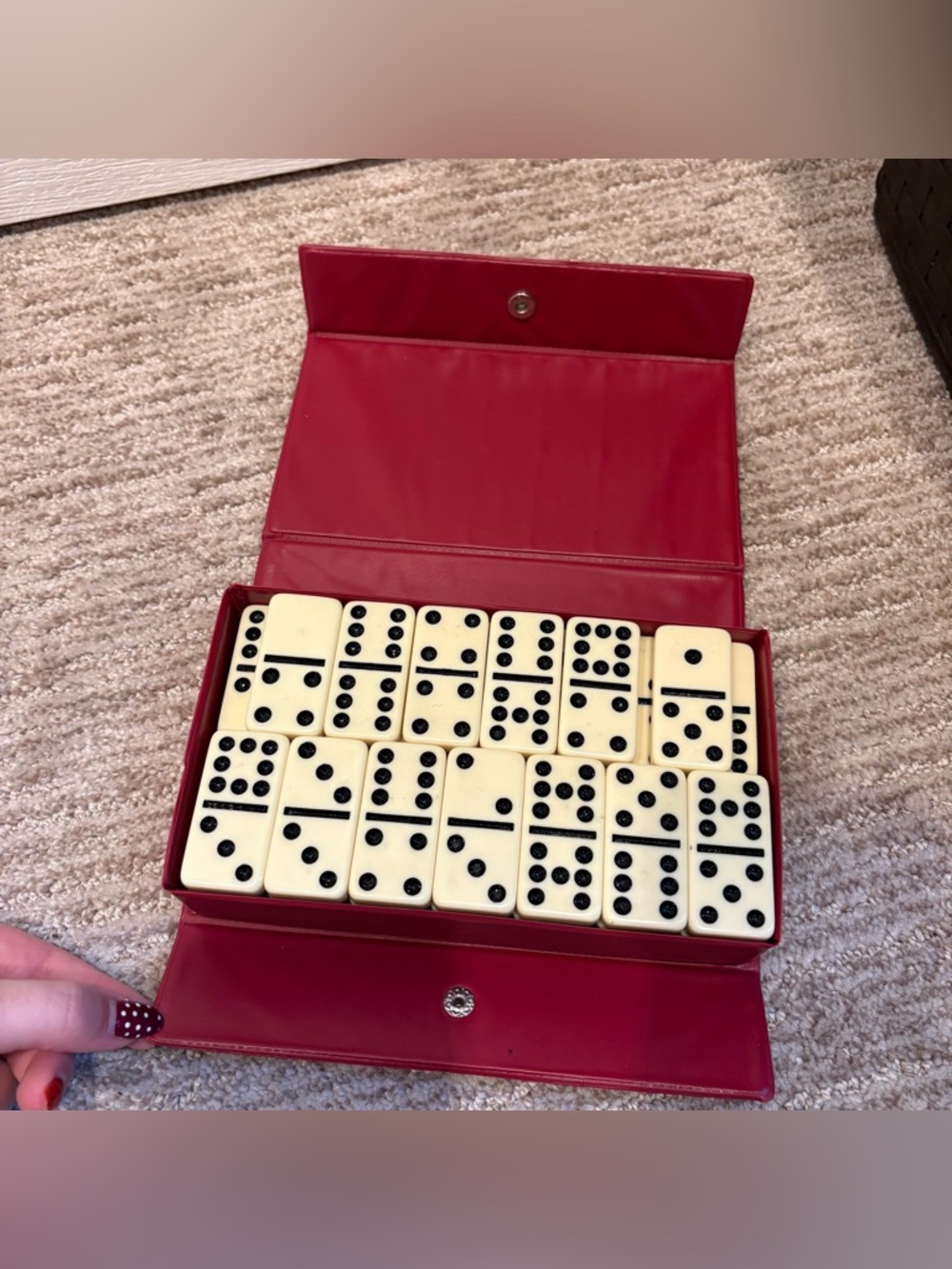 Cardinal Premier Edition 1993 Double Six Jumbo Dominoes Vinyl Case Complete
